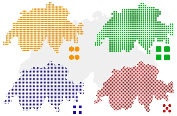 Pixel karta över Schweiz — Stock vektor