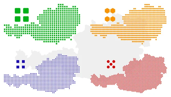 Vektor pixel karta över Österrike — Stock vektor