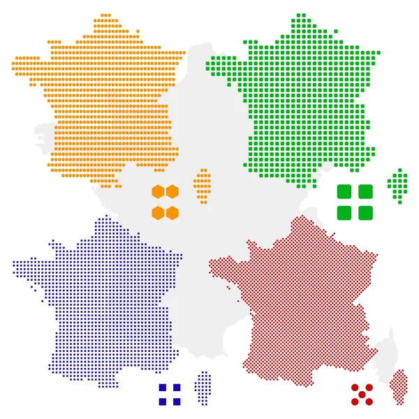 Pixel karta över Frankrike — Stock vektor