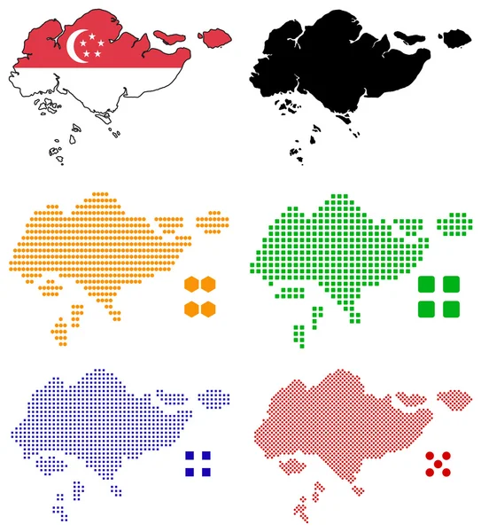 Pixel mapa de Singapura — Vetor de Stock