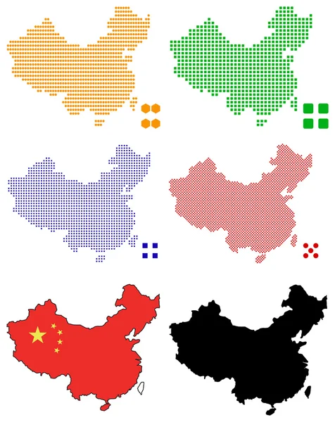 Mapa Chin pikseli — Wektor stockowy