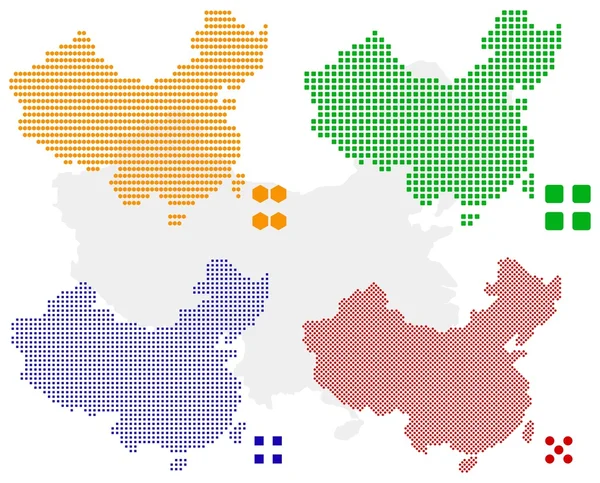Pixel mapa Číny — Stockový vektor