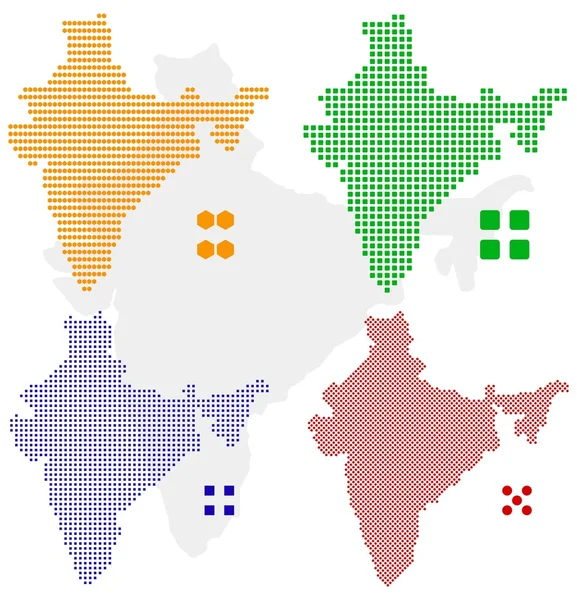 แผนที่พิกเซลของอินเดีย — ภาพเวกเตอร์สต็อก