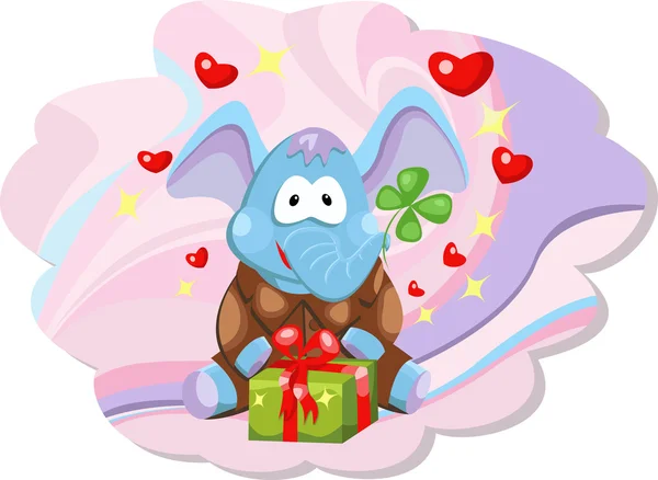 Elephant with gift — Stock Vector