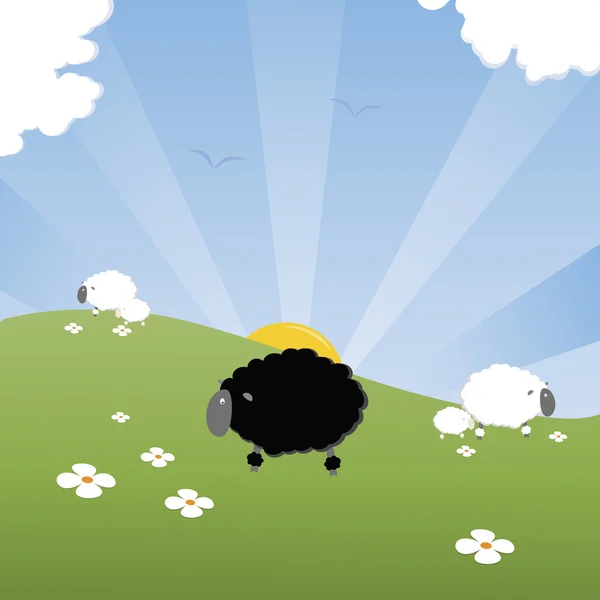 Černá ovce rodiny Vektorová Grafika
