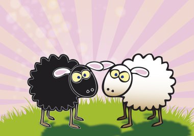 Black and White Sheep clipart