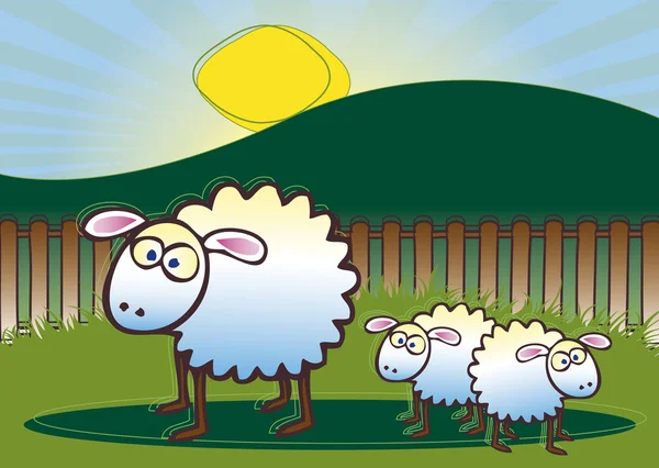 Familia de ovejas — Vector de stock