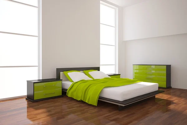 Yeşil yatak odası Stok Fotoğraf