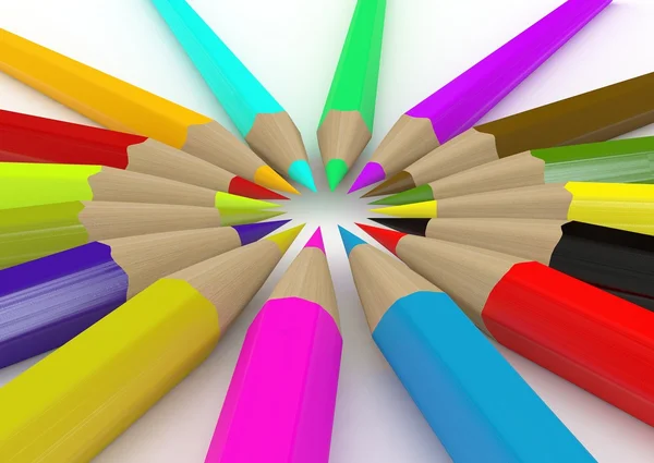 Χρωματιστά μολύβια απομονωμένη σε ένα λευκό — Φωτογραφία Αρχείου