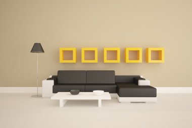 Interior concept with bark sofa clipart