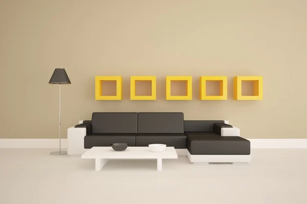 内饰设计概念与皮沙发 — 图库照片
