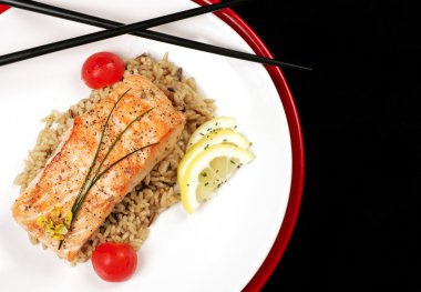Salmon with wild rice clipart