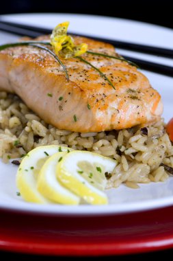 Salmon with wild rice clipart