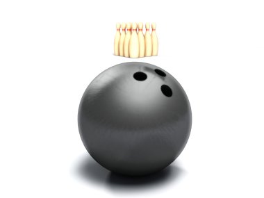 Bowling ball rolling towards pins clipart