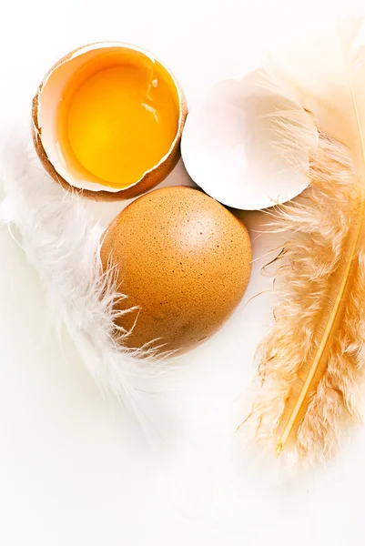 Яйцо и разбитое яйцо — стоковое фото