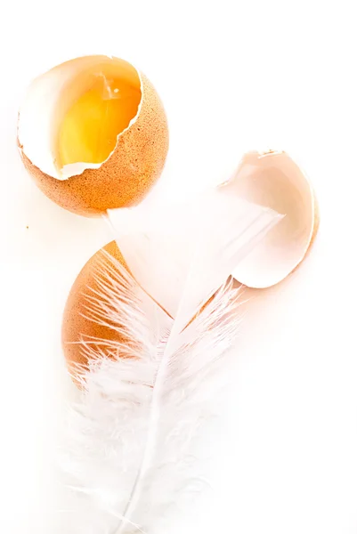 Huevo y huevo partido — Foto de Stock