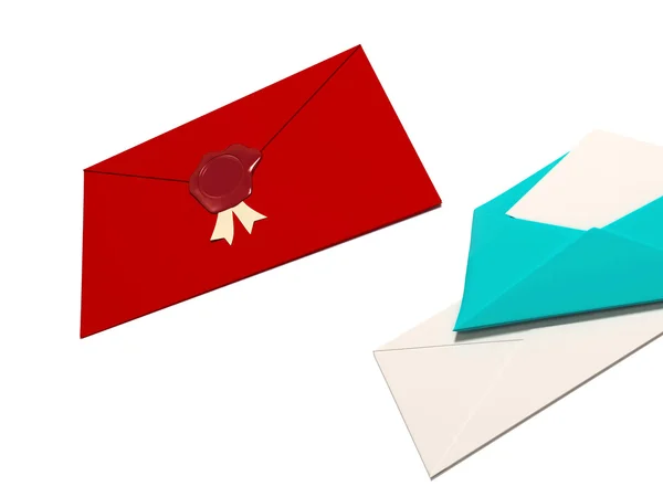 Rode enveloppen met wax — Stockfoto