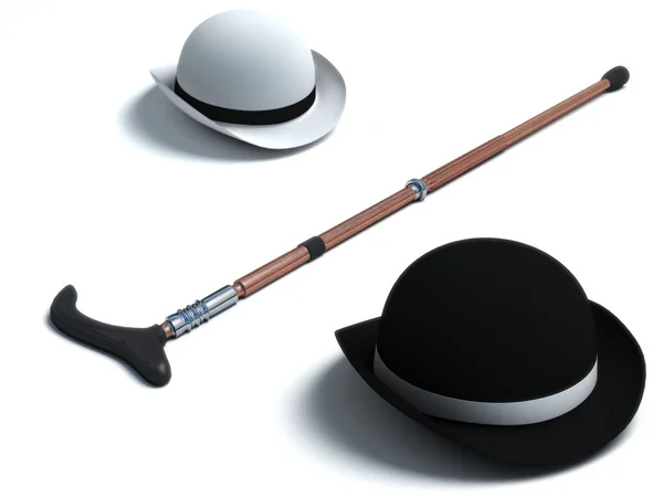 Retro hatt och käpp — Stockfoto
