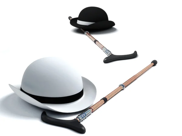 レトロな帽子と杖 — ストック写真