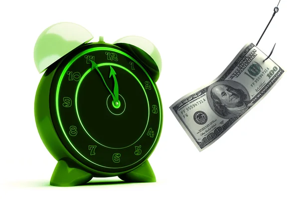 Alarm clock and dollar — Stock Photo, Image