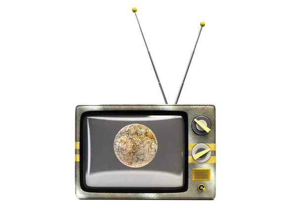 Retro TV with globe — Stock Photo, Image