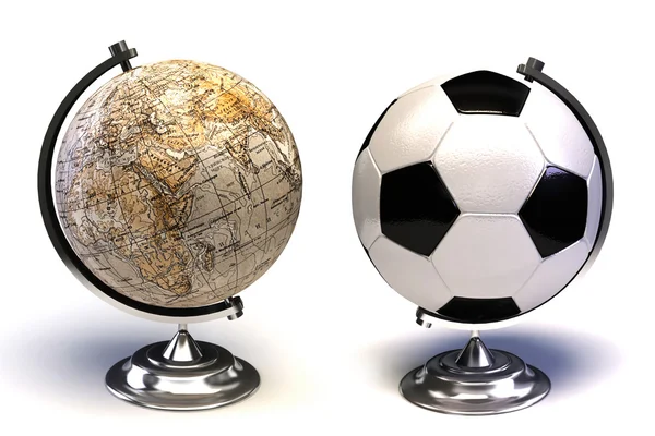 Voetbal en globe — Stockfoto