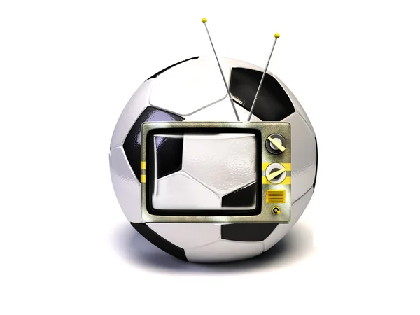 Televisão na bola de futebol — Fotografia de Stock