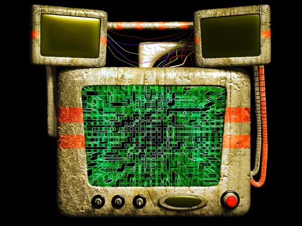 Grunge 的旧计算机 — 图库照片
