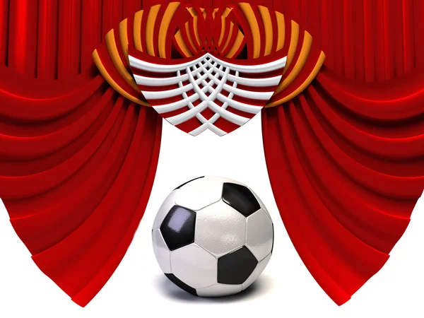 Perde ve futbol topu — Stok fotoğraf