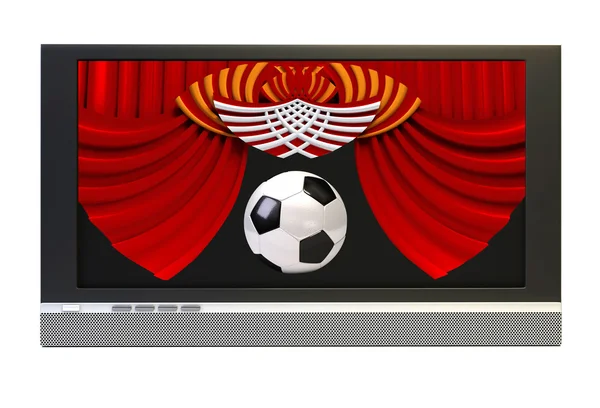 Bir futbol topu ile ekran — Stok fotoğraf