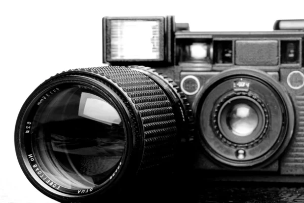 Film camera and zoom lens — Stock Photo, Image