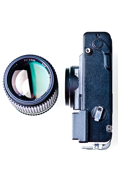 Camera and zoom lens — Stock Photo, Image