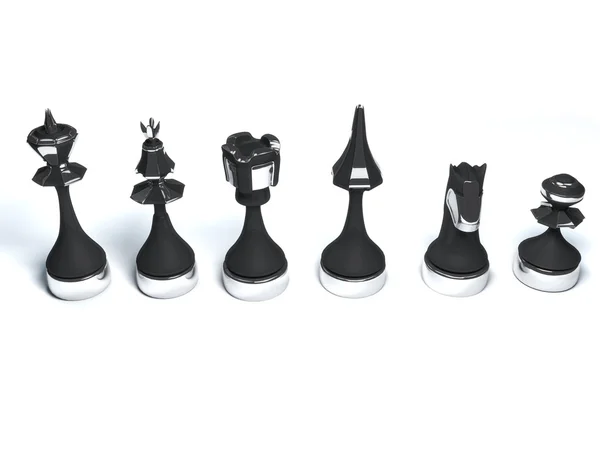 Peças de xadrez preto — Fotografia de Stock