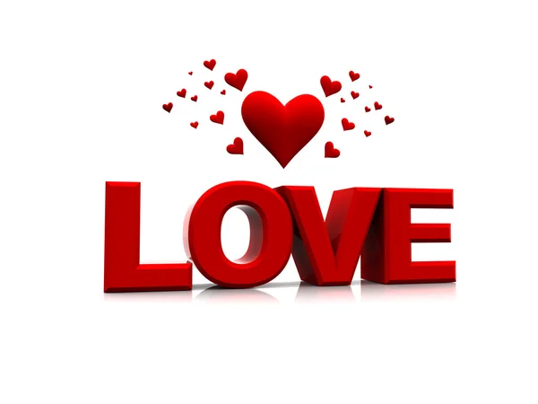 Love 3d with hearts — Stock Photo, Image