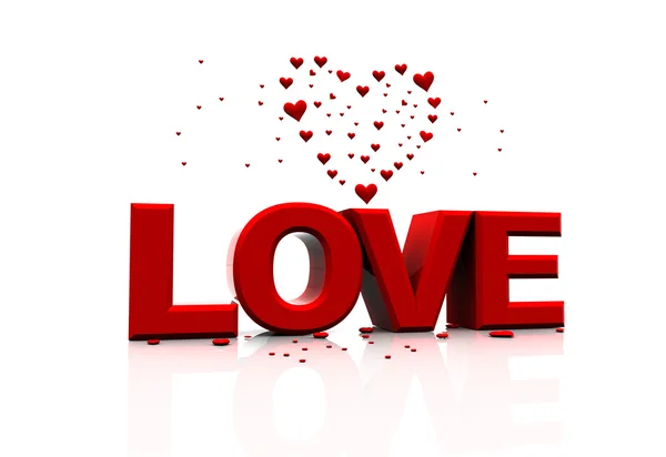 Love 3d with hearts — Stock Photo, Image