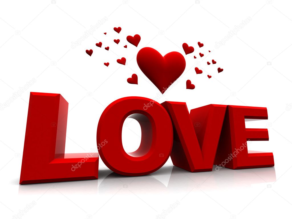 Love 3d With Hearts — Stock Photo © Happy Heart #2447092