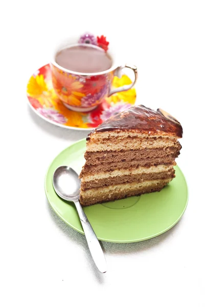 Cake met thee — Stockfoto