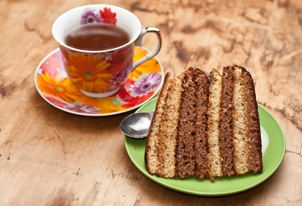 Tårta med te — Stockfoto