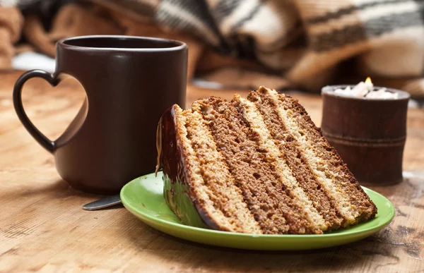 Kuchen mit Tee — Stockfoto
