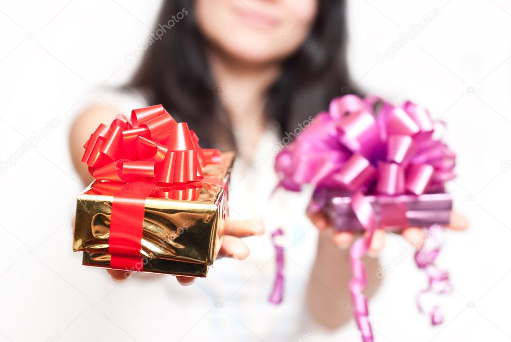 Girl with gift box