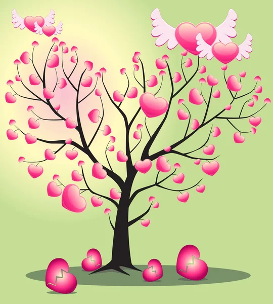 Drzewo miłości od serca — Wektor stockowy