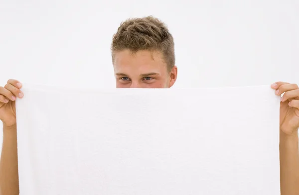 Young man hiding himself — Stock Photo, Image