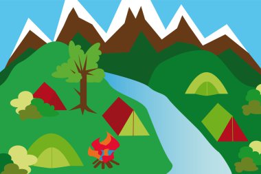 Camping site in a mountain landscape clipart