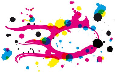 Drawing with CMYK inkblots clipart