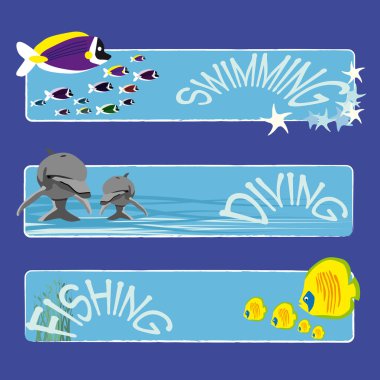 Fish banners 1 clipart