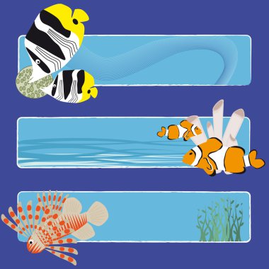 Fish banners 3 no text clipart