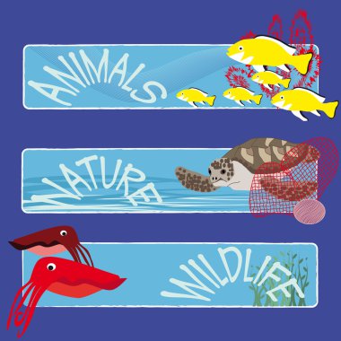 Fish banners 4 clipart