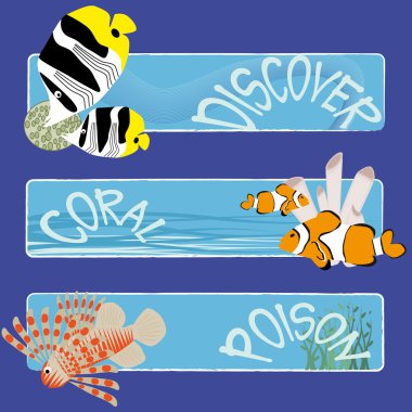 Fish banners 3 clipart