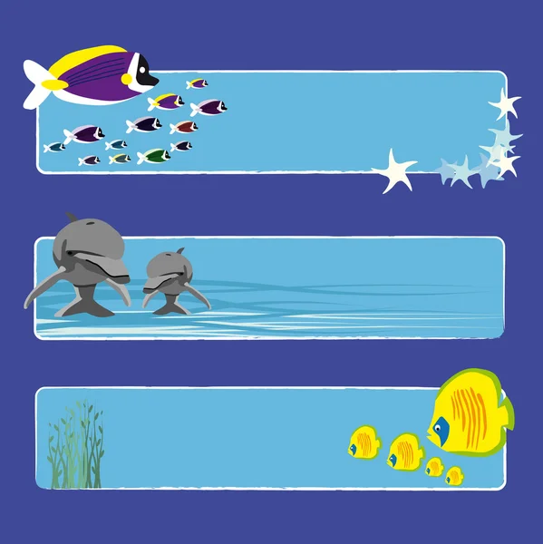 Fish banners 1 no text — Stock Vector