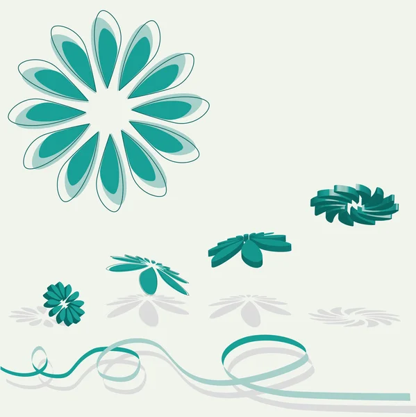Fleurs volantes 3D en vert — Image vectorielle